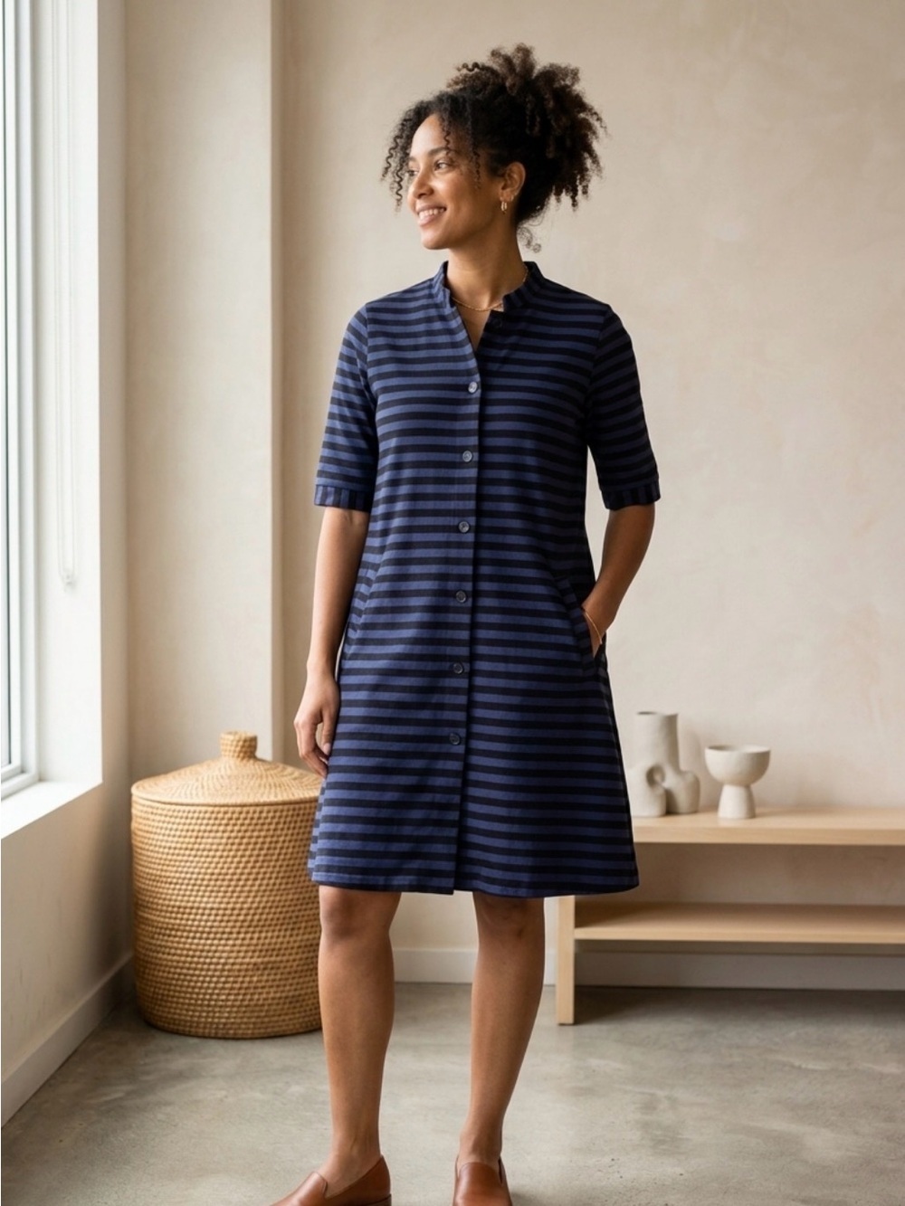 Marimekko Kaste Tasaraita Striped Button Down Dress Size XS